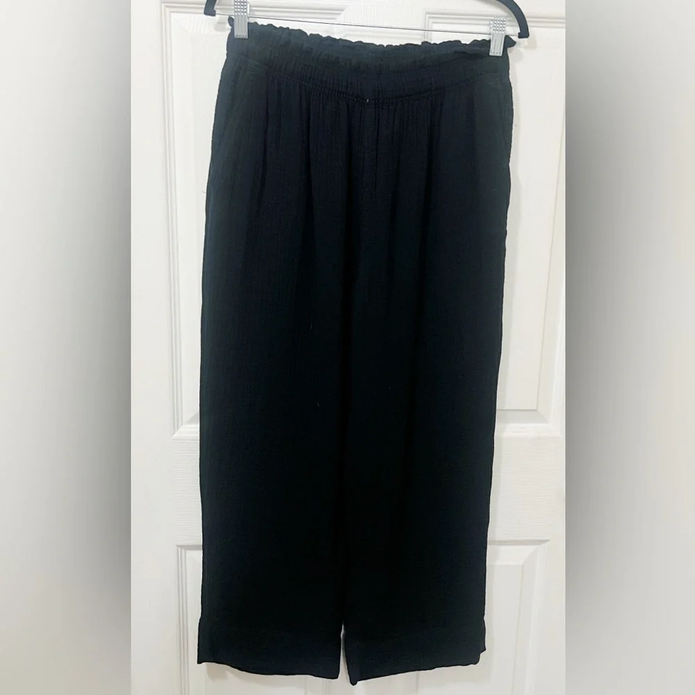 New H&M Black Wide-Leg Cotton Pants Size Medium